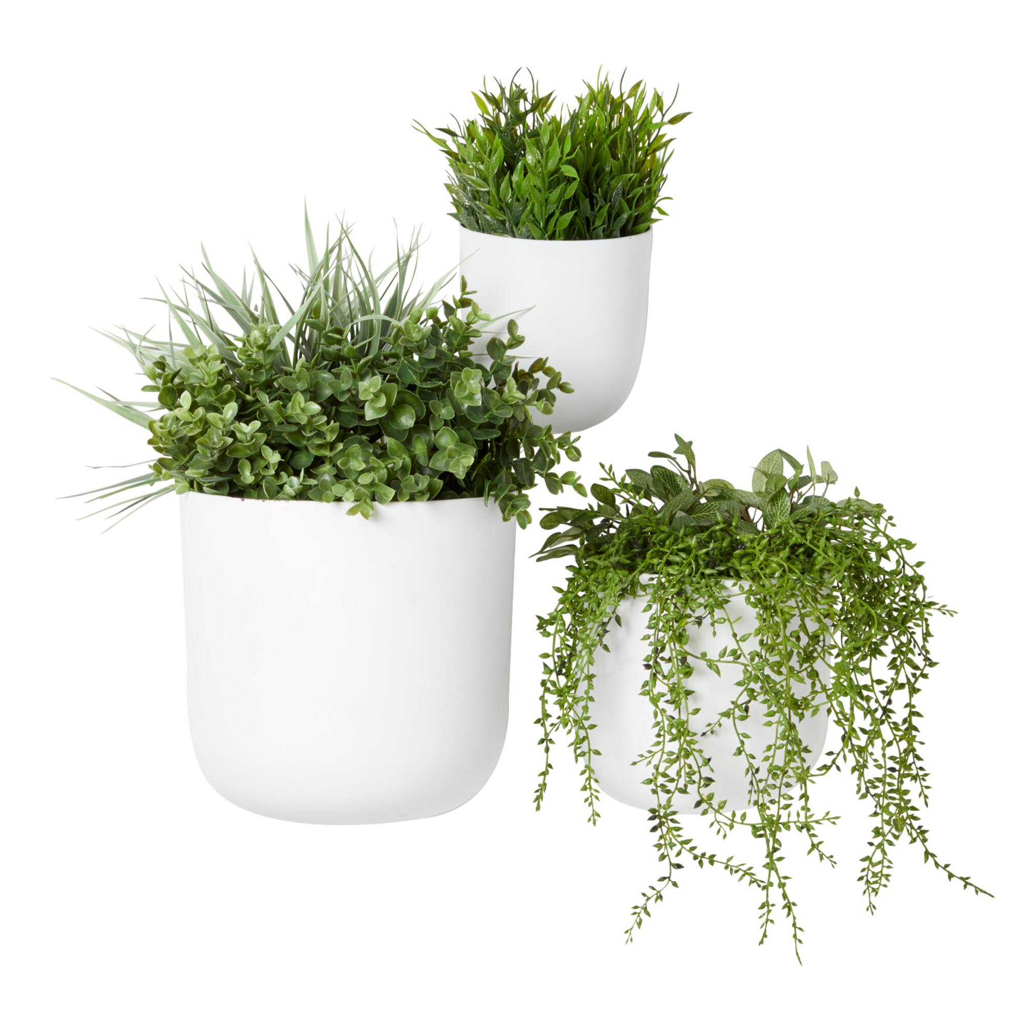 White Metal Contemporary Planter Set